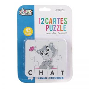  12 Cartes Puzzle Mots Objets et Aliments Jeu de 7 Familles Jeux 2 Mômes 12 Cartes Puzzle à Thèmes Animaux et Corps Humain